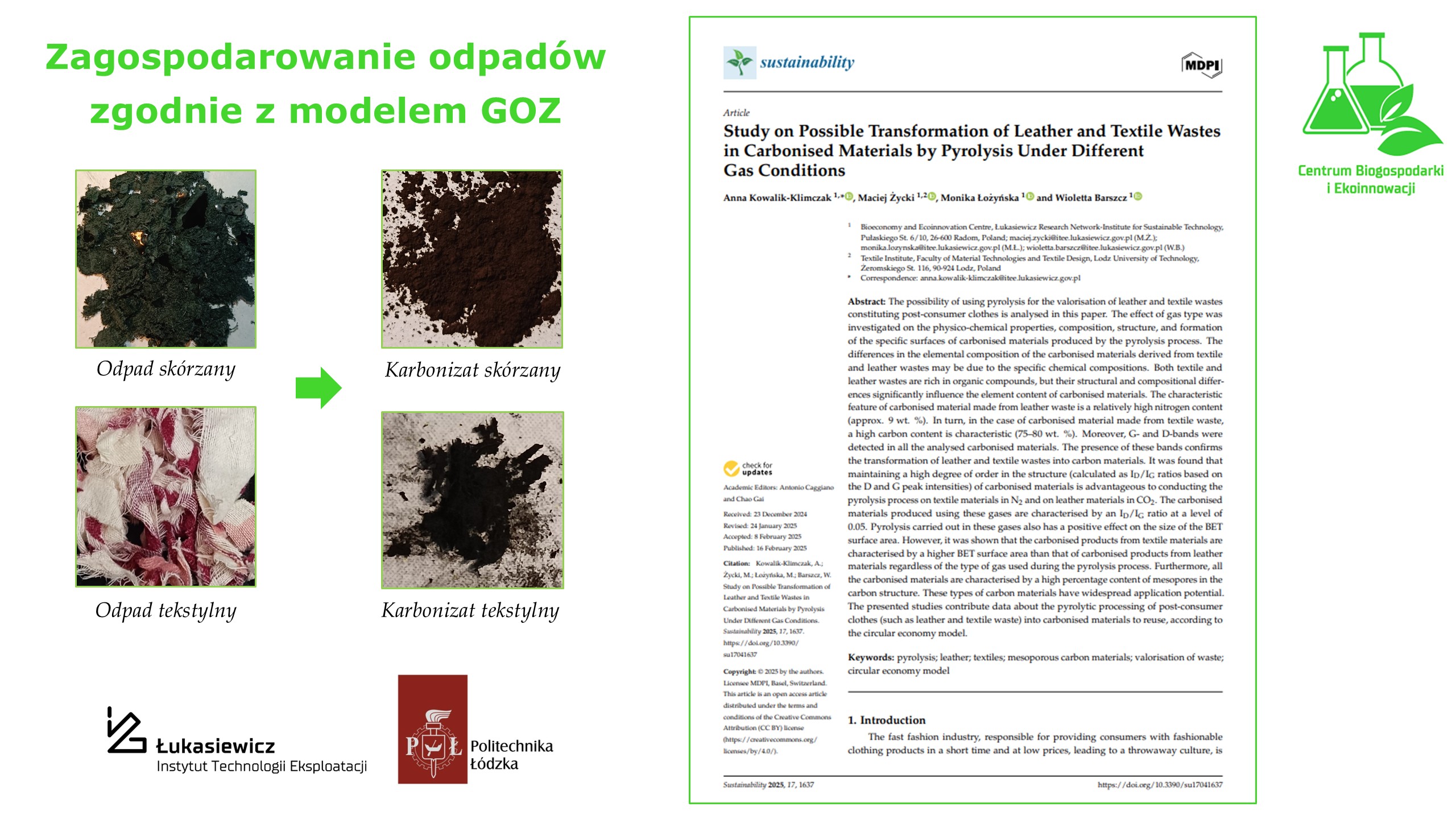 Zagospodarowanie odpadów skórzanych i tekstylnych zgodnie z modelem GOZ