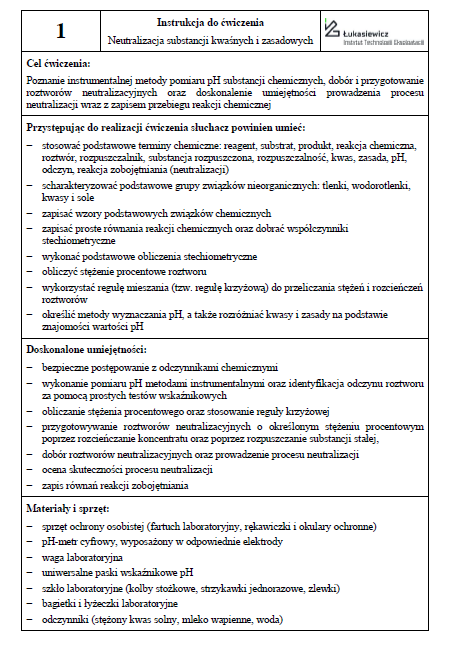 karta ćwiczenia analiza płomieniowa